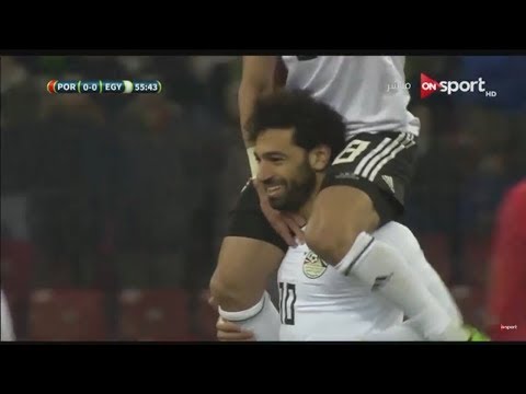 شاهد  محمد صلاح يحرز الهدف الأول لمنتخب مصر في مرمى البرتغال