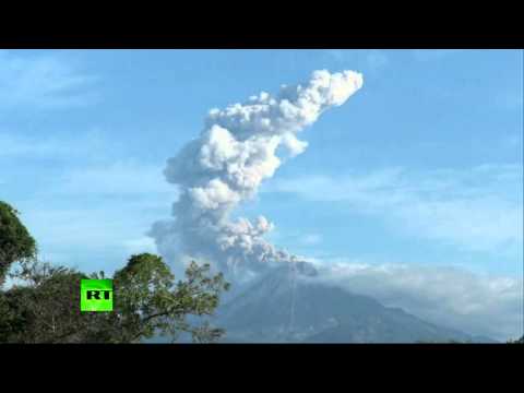 colima volcano spews plumes of smoke in mexico