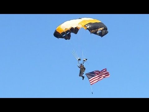 west point parachute team jump out of a helicopter