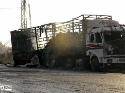 aid convoy hit by airstrike near aleppo