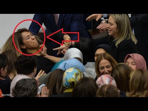 turkish female lawmakers brawl