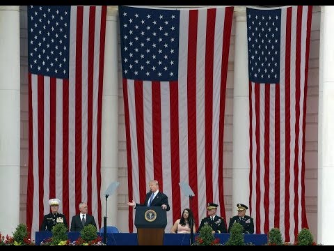 president donald trump speaks at arlington