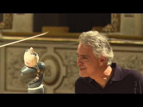 robot conducts andrea bocelli and italian orchestra