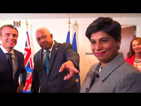 fijian prime minister meets france president emmanuel