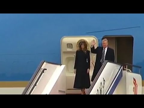 president donald trump lands in china