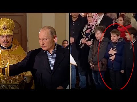 young boys can’t contain themselves when president putin shows up for christmas eve mass