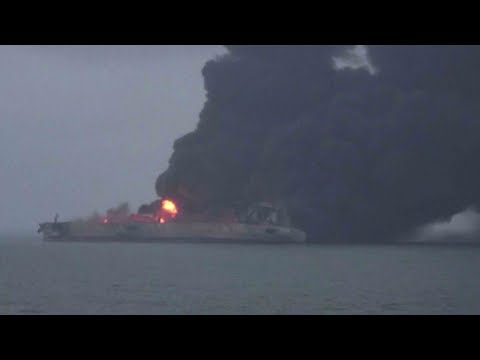 rescuers struggle to bring tanker fire under control in east china sea