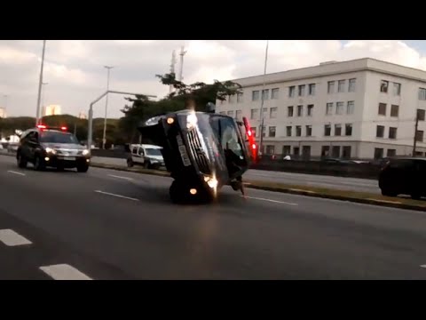 brazilian rota convoy car rolls over