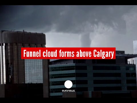 moment funnel cloud forms above calgary