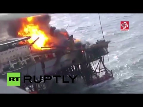 huge blaze rips through azeri oil rig