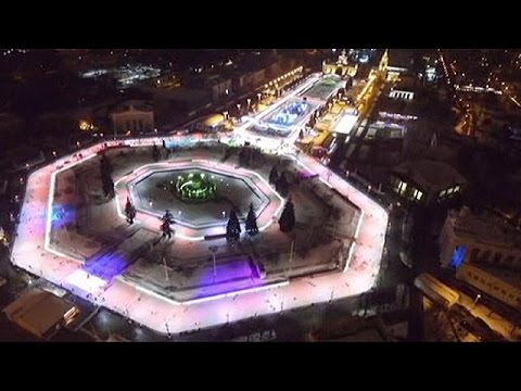 a massive ice skating rink has opened in moscow